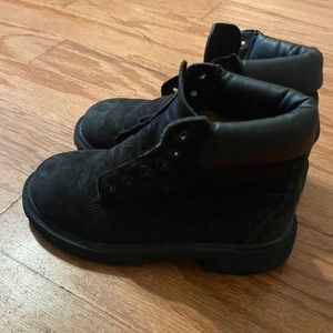 Timberland black suede construction boots